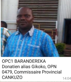 Donatien Barandereka, Commissaire provincial de la police à Cankuzo